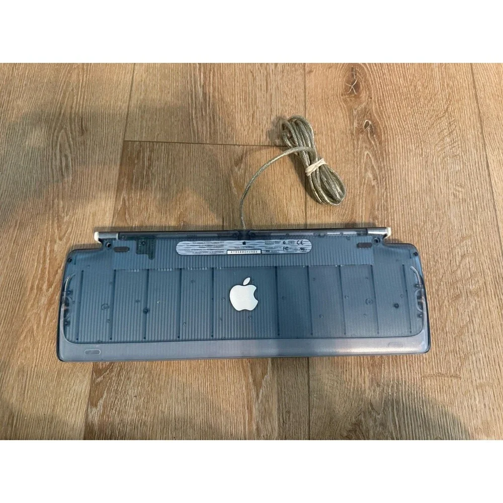 Vintage Apple M2452 2-Port USB Wired Keyboard Teal Blue Translucent, WORKS